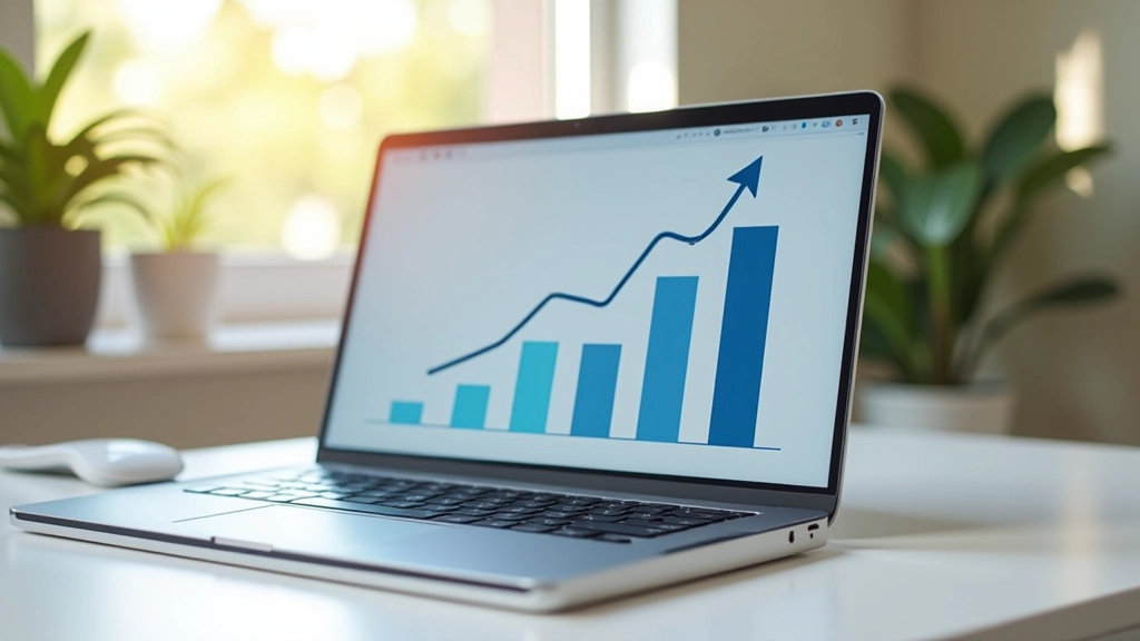 Graphique de croissance exponentielle des revenus passifs affichés sur écran d'ordinateur moderne