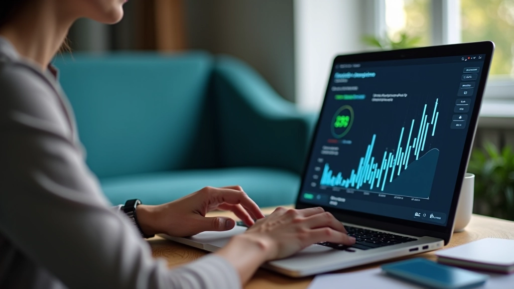 Personne travaillant sur un ordinateur portable avec graphiques de revenus